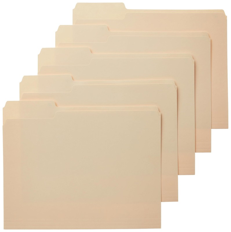 Amazon Basics Sturdy File Folders with Reinforced Tabs for Filing and