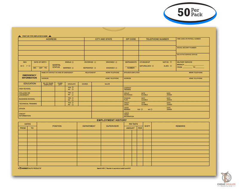 Employee File Jacket – 9″ x 12″ Employee Information Envelope – Folder (50 pack)