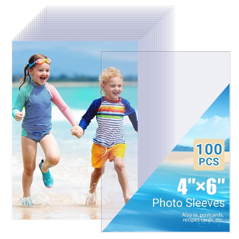 4×6 Photo Sleeves (100 Pack) – Top Loading Sheet Protectors, Safe & Waterproof