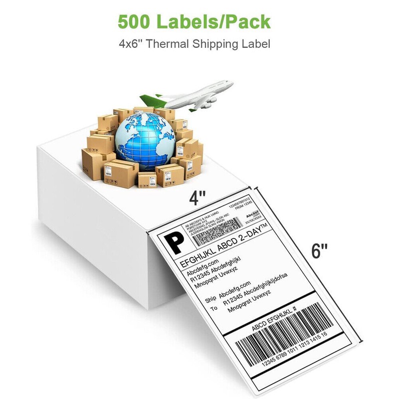 500Labels/Stack 4" x 6" Fanfold Direct Thermal Shipping Labels for Zebra & Rollo gallery