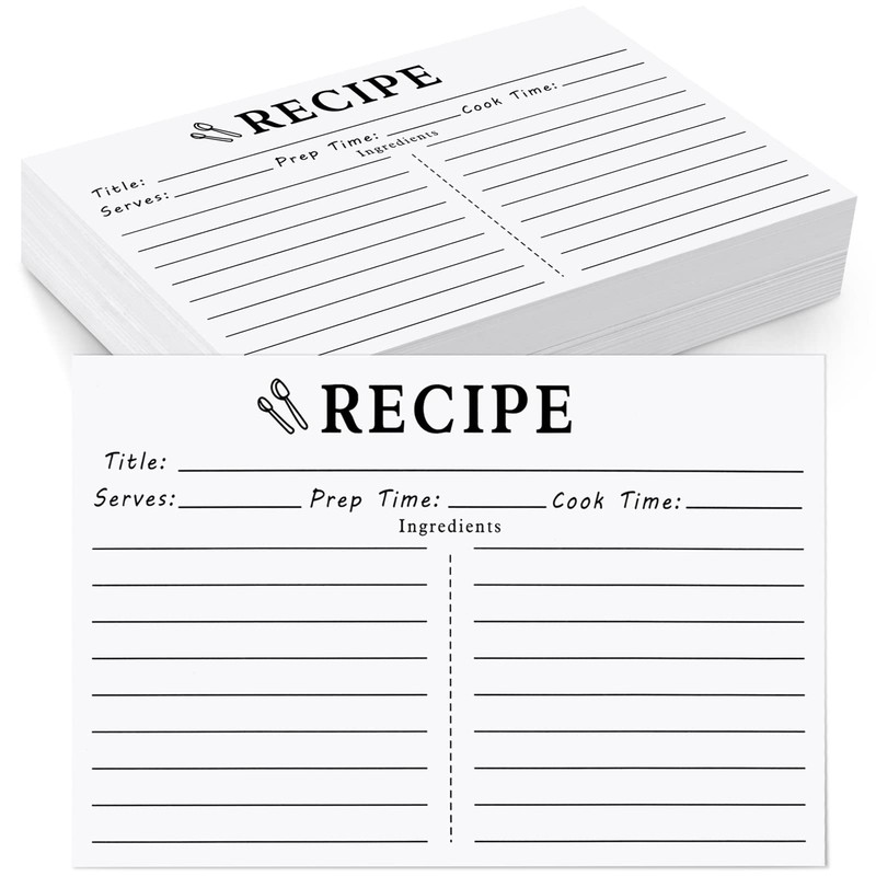 70 Count Recipe Cards, Recipe Cards 4X6 White, 4X6 Recipe Cards Double Sided,
