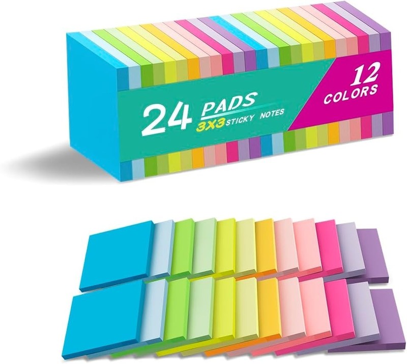 (24 Pack) Lined Sticky Notes 3×3 in,Notepads with Lines,Ruled Stickies Super Sti
