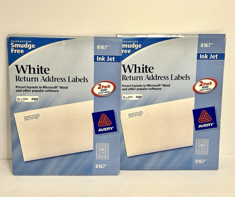 Avery 8167 Inkjet Labels, Mailing, 1-3/4-Inch x 1/2-Inch, 35 Sheets/80 per/2800