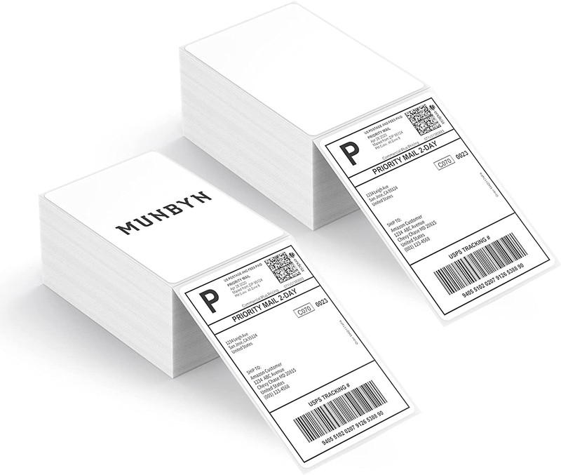 4X6 Inch Direct Thermal Labels, 1000 Labels/2 Stacks(500 Pcs per Stack), Fanfold