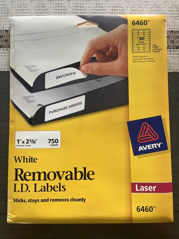 Avery 6460 Removable Multi-Use Labels 1 x 2 5/8 White 750/Pack