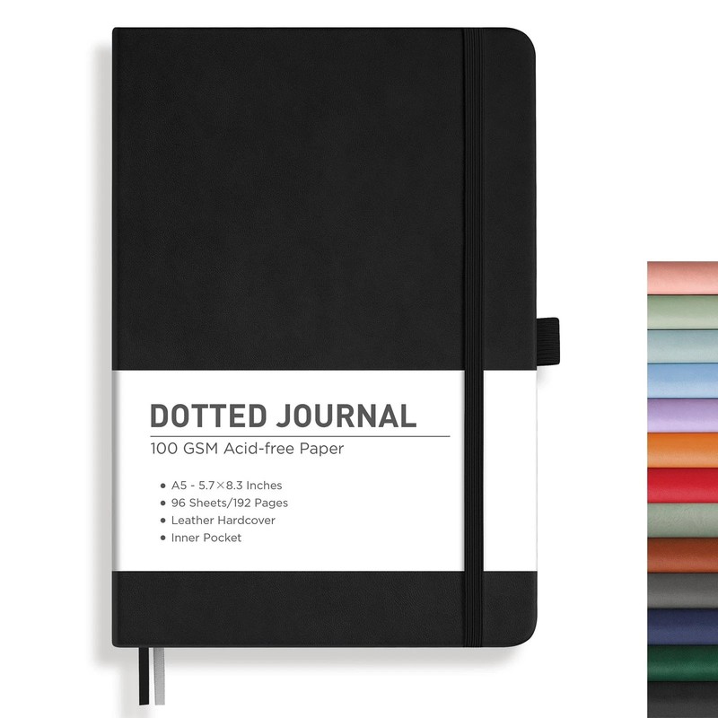 Bullet Dotted Journal, A5 Dotted Notebook Journal with 192 Pages, 5.7” × 8.3”,