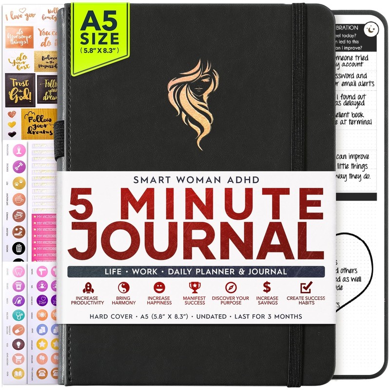Self Care Journal & ADHD Planner for Adults – A 5 Minute Journal, A 90 Days P…