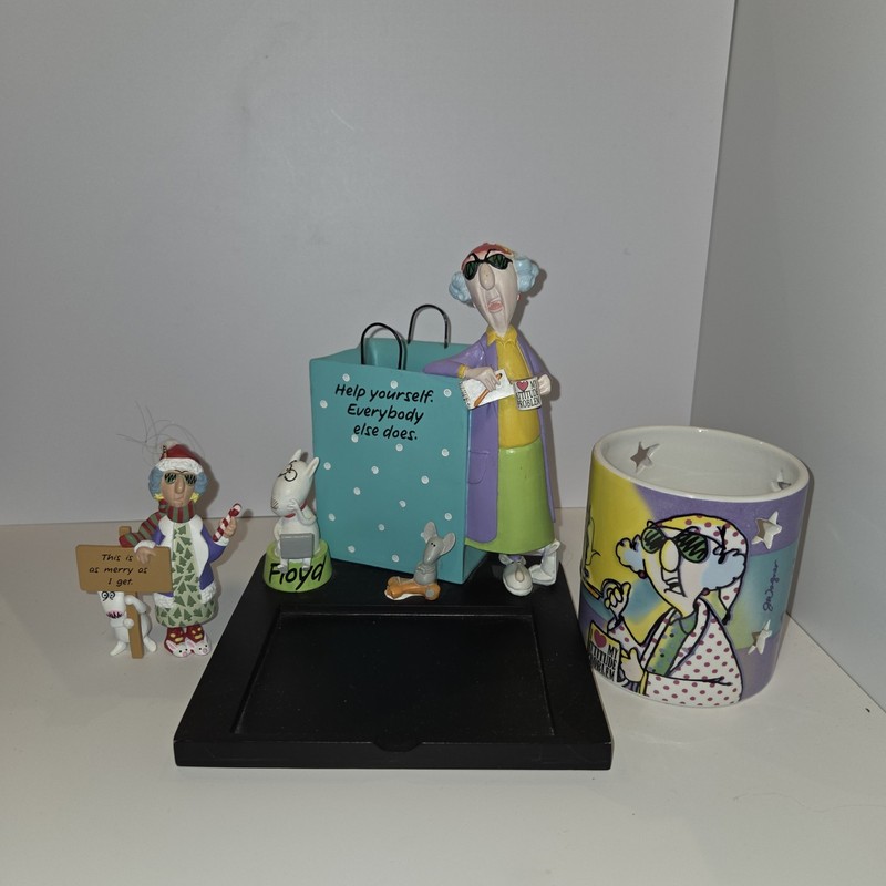 Hallmark Maxine Bundle-Desk Caddy , Candle Holder & Christmas Ornament Vintage