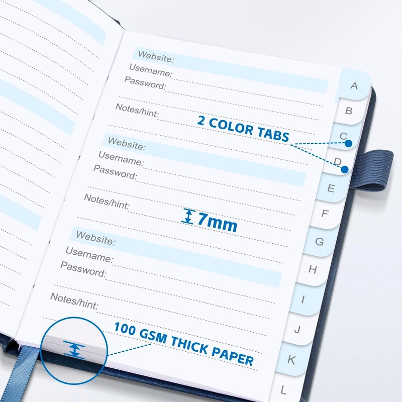 Password Keeper Book with Alphabetical Tabs，4.3"x5.7" Small Password gallery