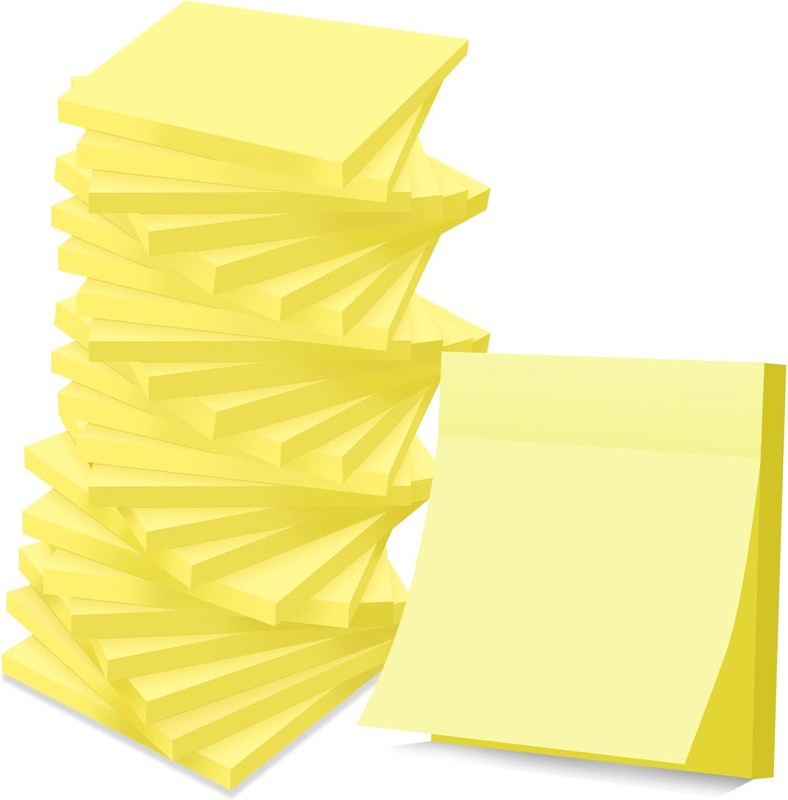 (24 Pack) Sticky Notes 3X3 in Yellow, Clean Removal, Recyclable, Self-Stick Pads