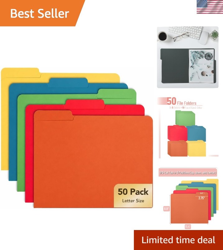 Earthy Spectrum File Folders 50 Pack - Ideal for Home and Classroom Organization