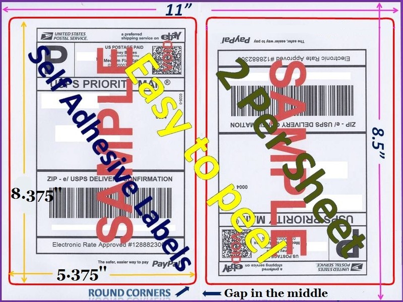 200 Premium Rounded Corner Shipping Labels 2 Per Sheet-8.5 x 11-Self Adhesive