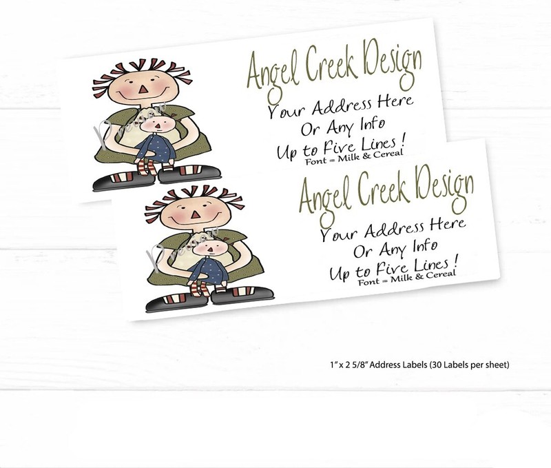Country Primitive Annie w/Rag Doll Personalized Return Address Labels
