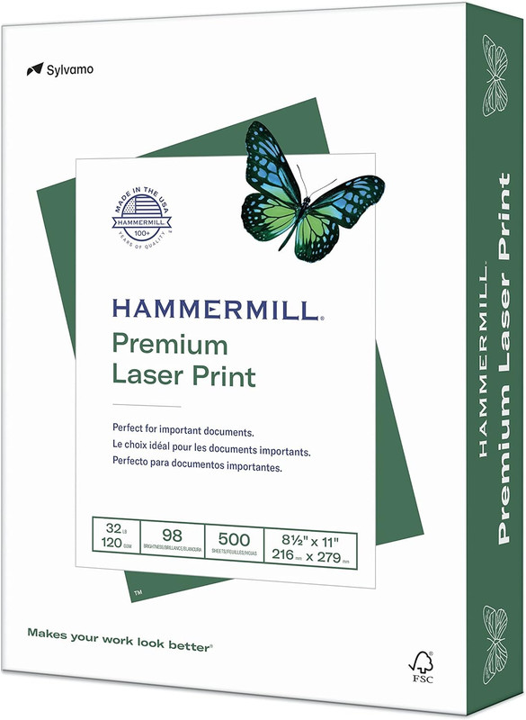Printer Paper, Premium Laser Print 32 Lb, 8.5 X 11-98 Bright, Made in the USA, 1