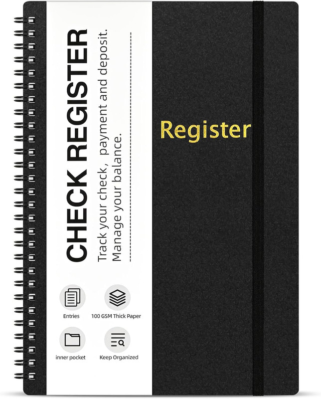 Check Registers for Personal Checkbook, Spiral Large Check Register Book, Budget