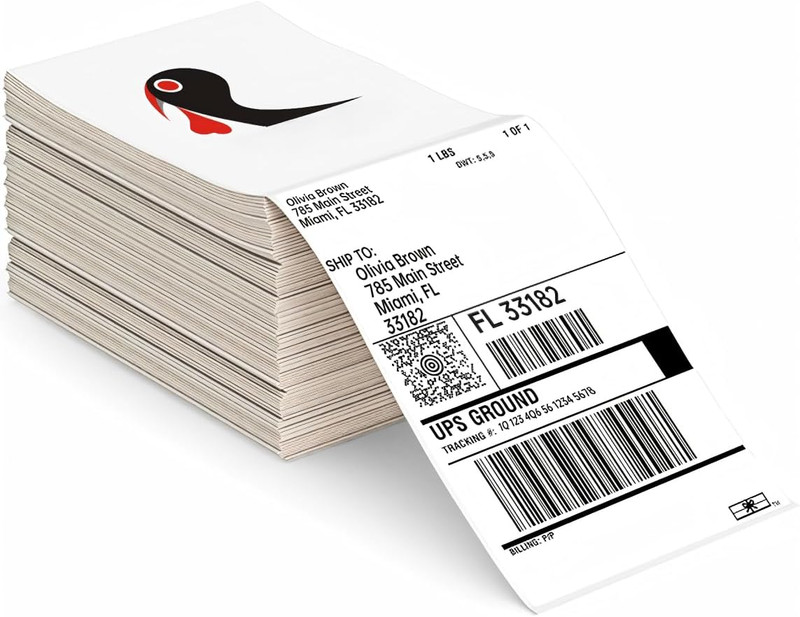 4X6 Thermal Labels 500/Stack, Shipping Thermal Labels 4X6 Fanfold Compatible wi