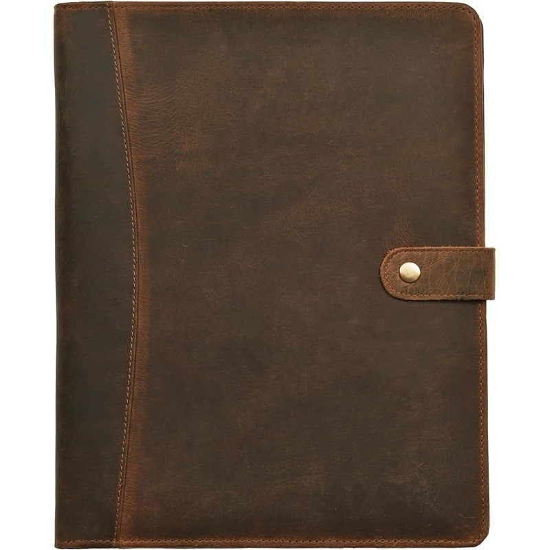 Handmade Full Grain Leather Padfolio Organizer W/ Card Slots & Pen Loops New