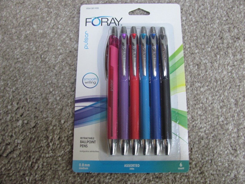 Foray Pulsar Advanced Ink Ballpoint Pens 0.8 mm Medium Assorted Inks, 6 Count