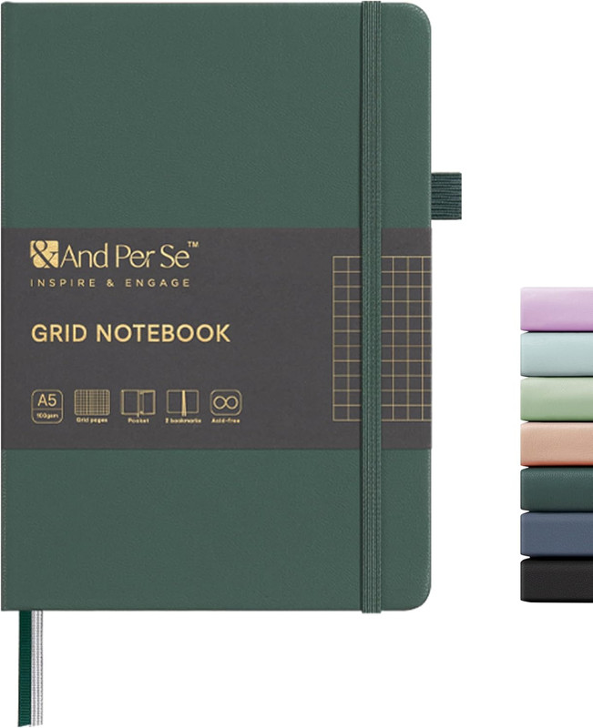 Graph Notebook, 5mm Grid, A5 Hardcover, 160 Pages 100gsm Thick Paper, Grid Journ gallery
