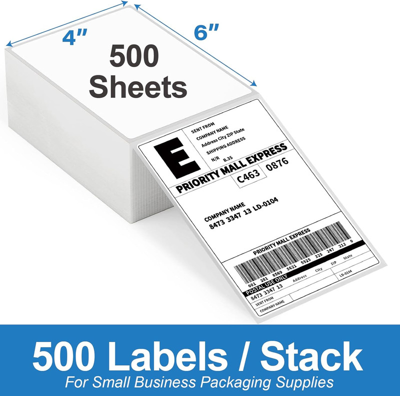 4X6 Thermal Labels 500/Stack, Shipping Thermal Labels 4X6 Fanfold Compatible wi gallery