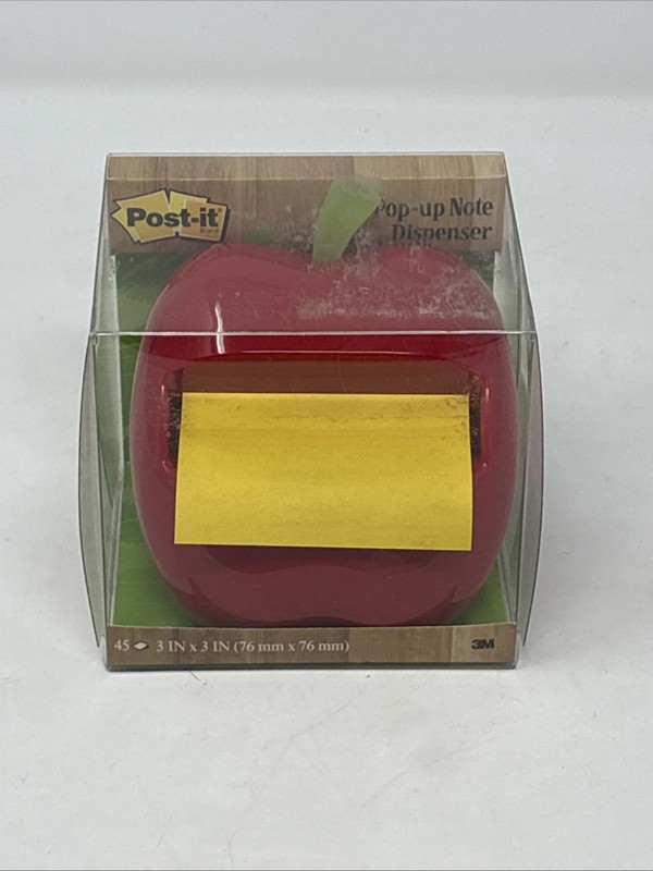 Post-it Pop-up Note Desk Dispenser Red Apple 3M School Office Teacher