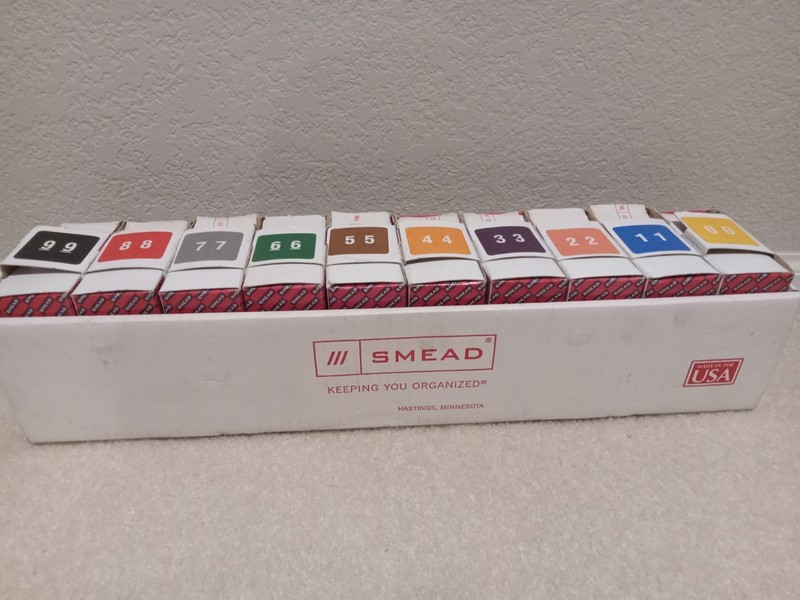 Smead SMD67430 Color-Coded Numeric Labels 1.5" x 1.5" open box/very few used