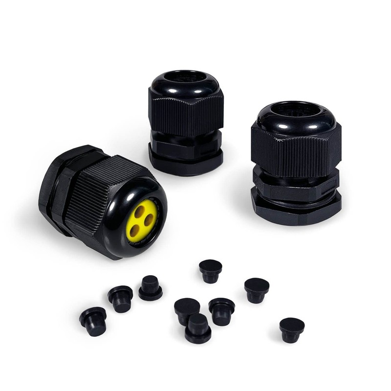 Waterproof Multi-Hole Nylon Cable Glands for Electrical Enclosure, 3 Holes, P...