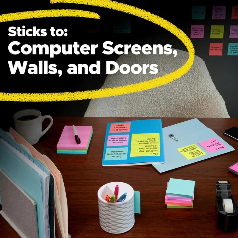 Post-It Super Sticky Notes, 24 Pads, 3x3 In., Energy Boost Collection.. gallery