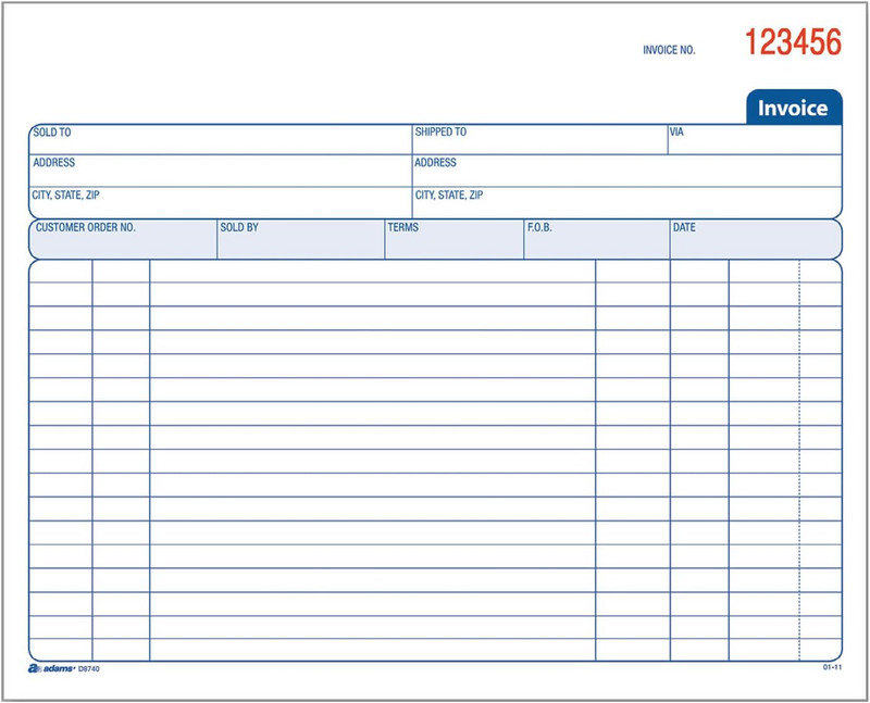 Carbonless Invoice Book, 2-Part, 50 Sets, 8.38 x 7.19 Inches