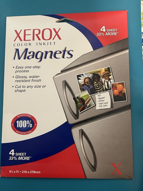 Xerox Color Inkjet 4 Magnet Sheets to print your own photos Personalize