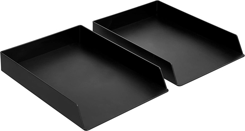 Amazon Basics Rectangular Plastic Desk Organizer, Letter Size Tray, 2-Pack, 9.7