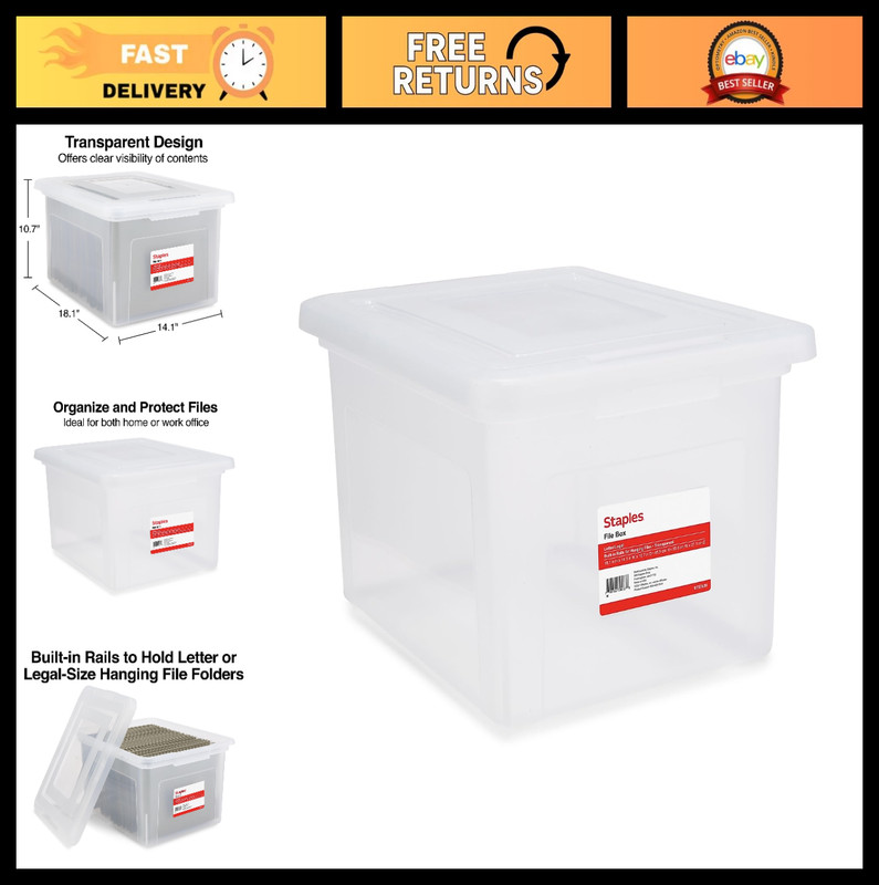 Hanging File Folder Box Organizer with Snap Lid for Letter & Legal Size Document