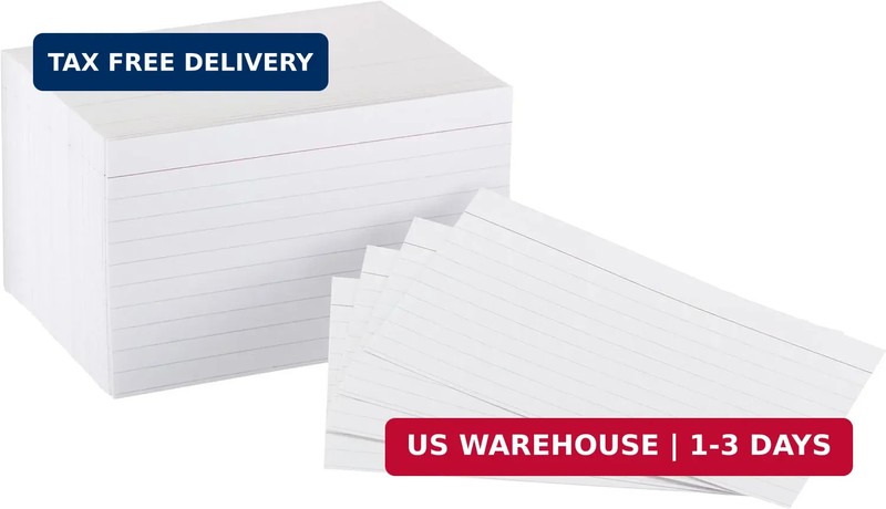 Amazon Basics Heavy Weight Ruled Index Cards for Studying and Note Taking, White