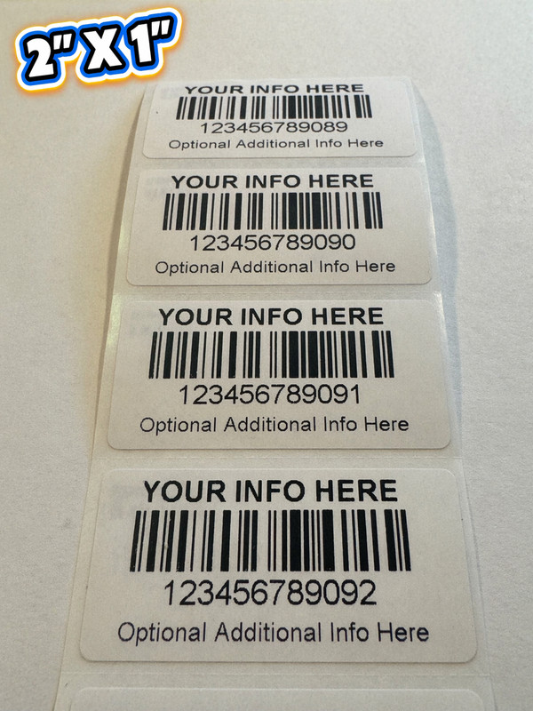 1000 CUSTOM PRINTED BARCODE LABELS STICKERS-ASSET-BRANDING-RESELLER INVENTORY