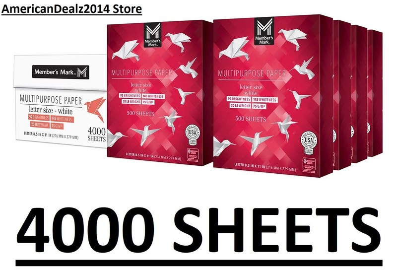 Member’s Mark Multipurpose Copy Paper, 8 Ream Case, 20 lb., 92 Bright, 8.5 x 11″