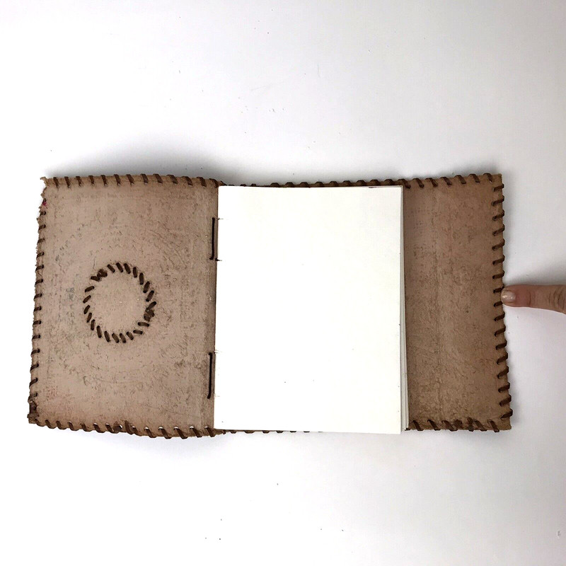 Handmade Journal Diary Notebook Brown Leather Embossed Semi Precious Stone gallery
