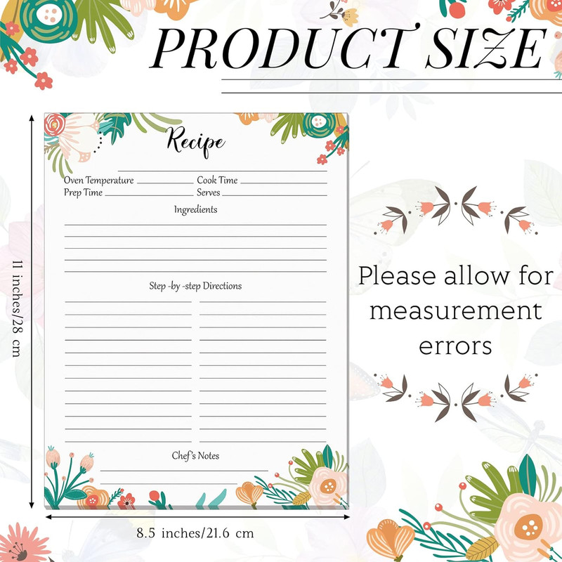 50 Sheets Recipe Paper Full Size Recipe Refill Pages 8.5 x 11 Inch Cards for Bin gallery