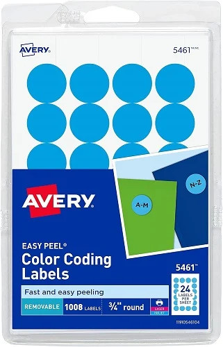 3/4in Round Removable Color Coding Labels 3/4in dia labels Light Blue 1008/PK