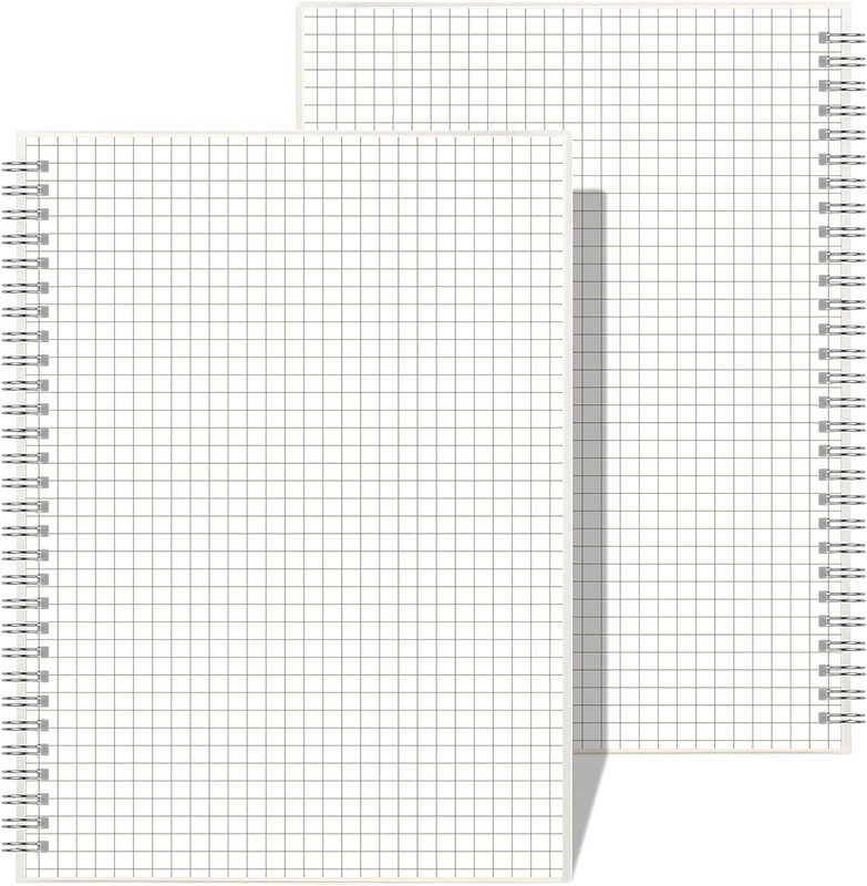 Graph Paper Notebook Spiral 2 Pack – Large B5 Grid Notebook 7.3″X 10″, 100GSM Th