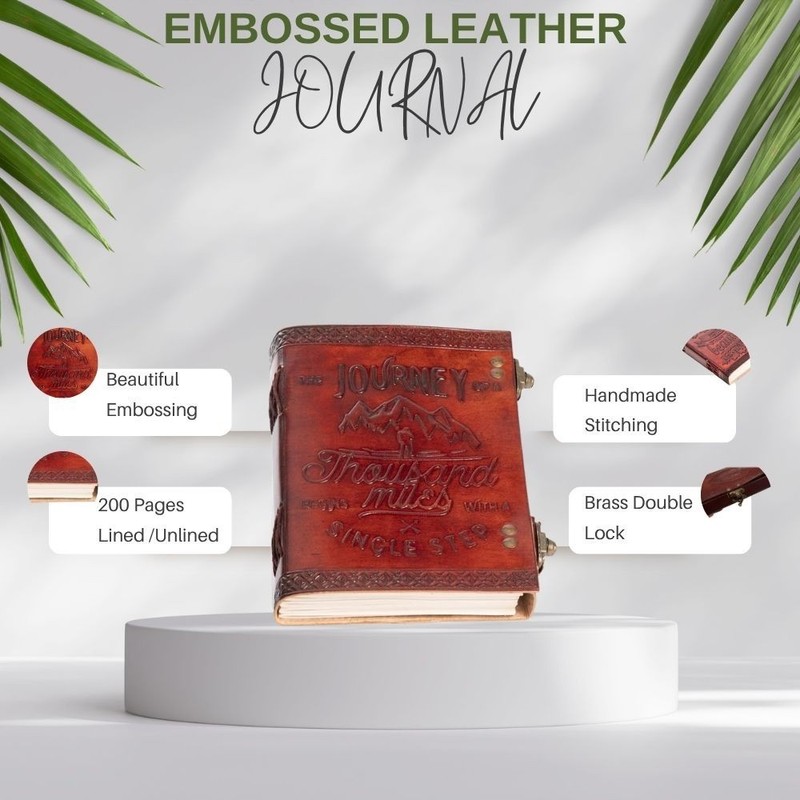 Leather Journal Handmade7x5Diary|Double Lock Closure|200Pages Notebook|Combo Set gallery
