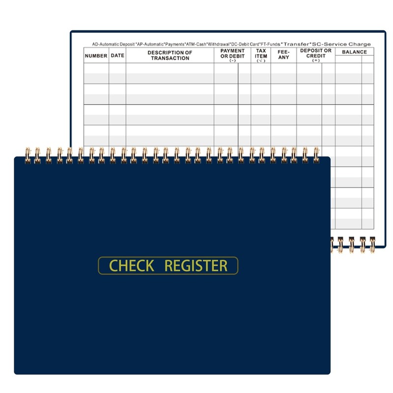 Print Checkbook Register Check Registers Book, 57/8″ x 81/2″, Large Print, E…
