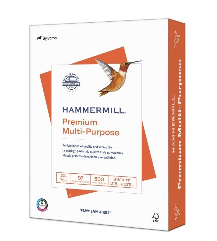 Hammermill Premium Multi-Purpose Paper, White, 8.5x11, 1 Ream (500 Sheets), New
