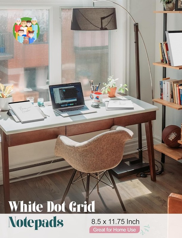 Dot Grid Notepad 8.5x11" 2 Pack 5x5 Dotted Journal Pad Thick White Paper 30 Shee gallery