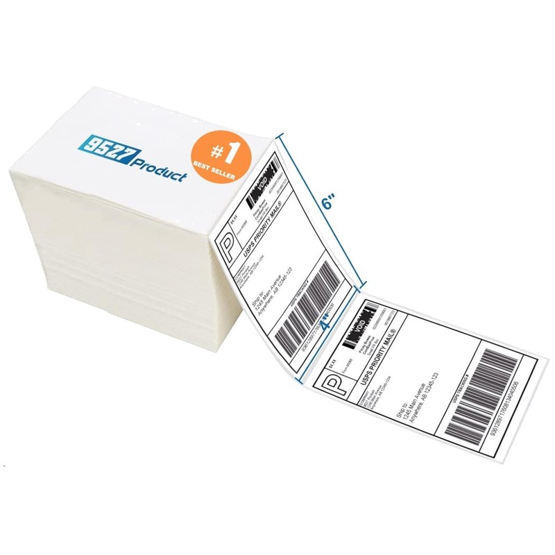 White 4x6 Perforated Shipping Labels, 1000 Labels