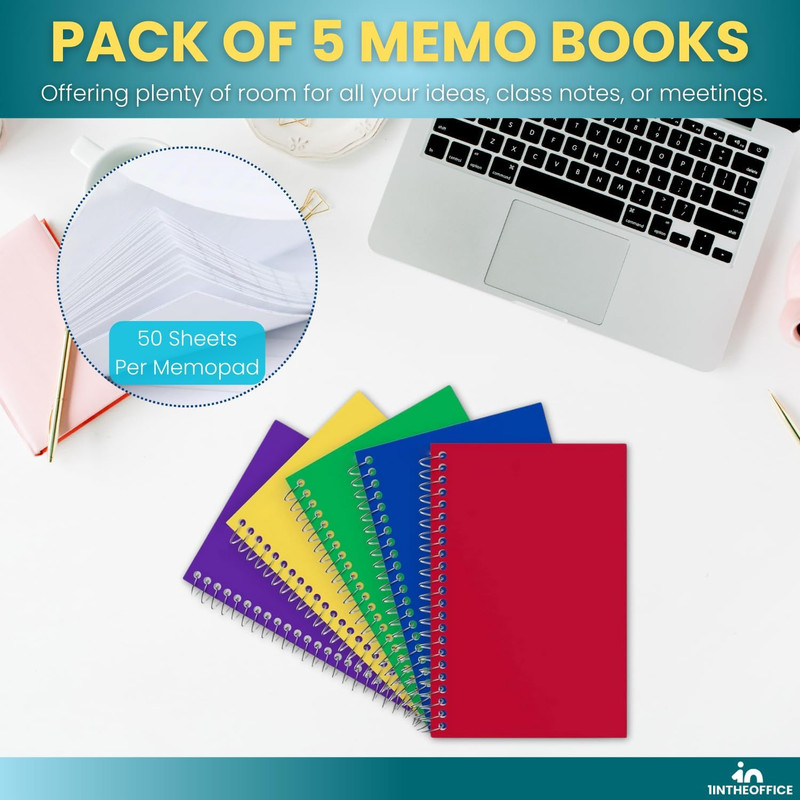 Notepads 4X6 College Ruled, Assorted Colors, 50 Sheets/Pad, 5 Pack gallery