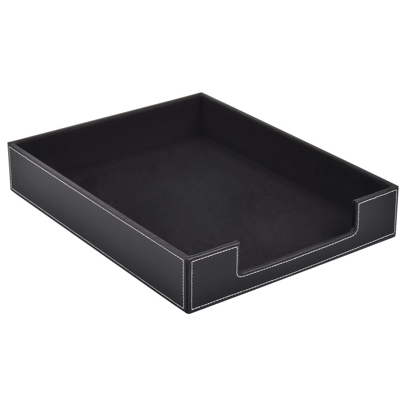 Leather 1-Layer Letter Tray Stackable File Document Tray,A4 Paper Case Rack D…