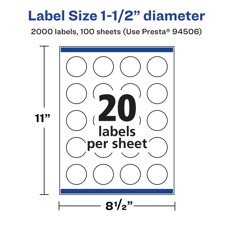 Avery Durable Waterproof Round Labels, Sure Feed, Print-to-Edge, 1.5", 2000PK gallery