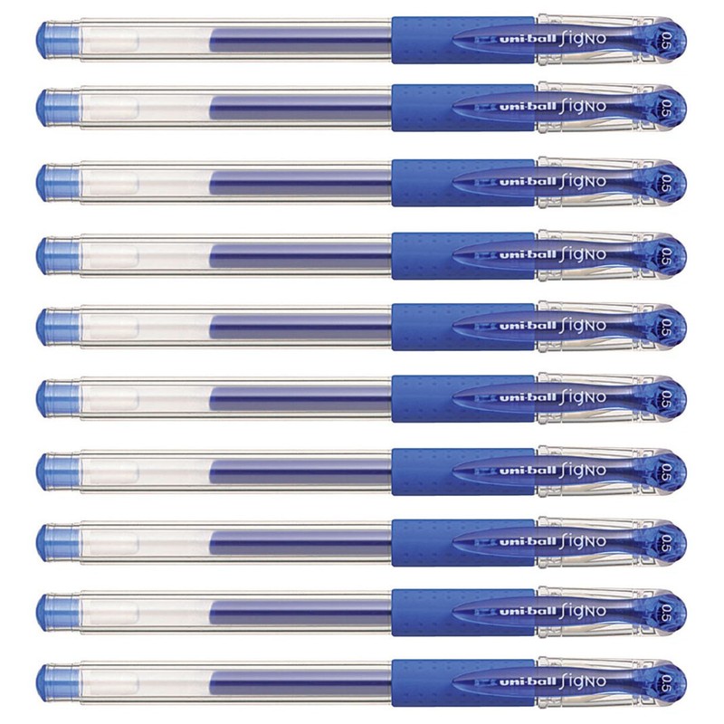 Uni-Ball Signo UM-151 0.5mm Extra Fine Rollerball Gel Ink pens /BLUE-10pcs
