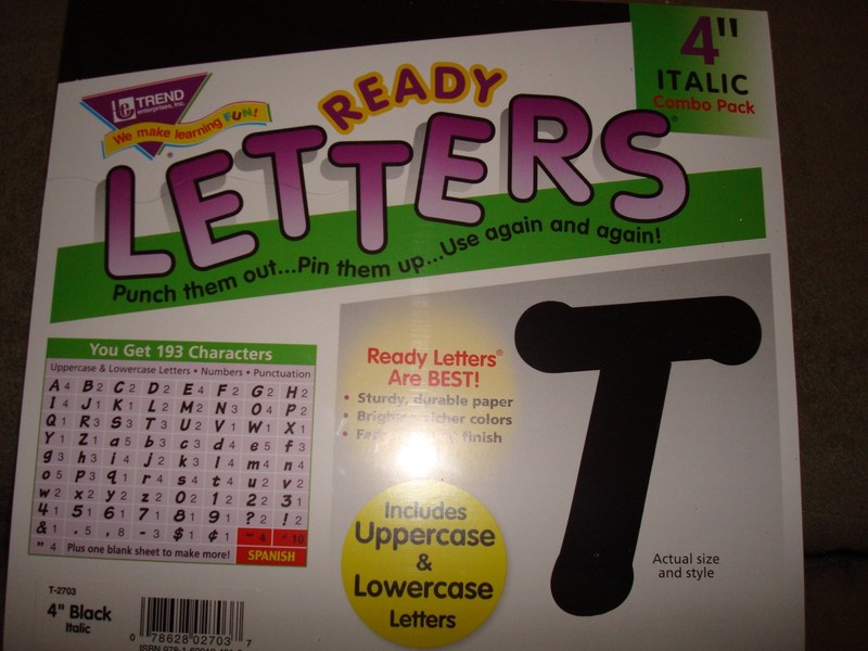 READY LETTERS 4 INCH ITALIC COMBO PACK BLACK