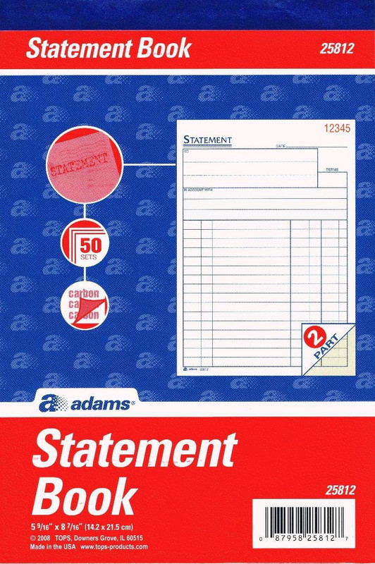 All-Purpose Statement Book, 2-Part with Carbon, 5.56 X 8.44 Inches, White